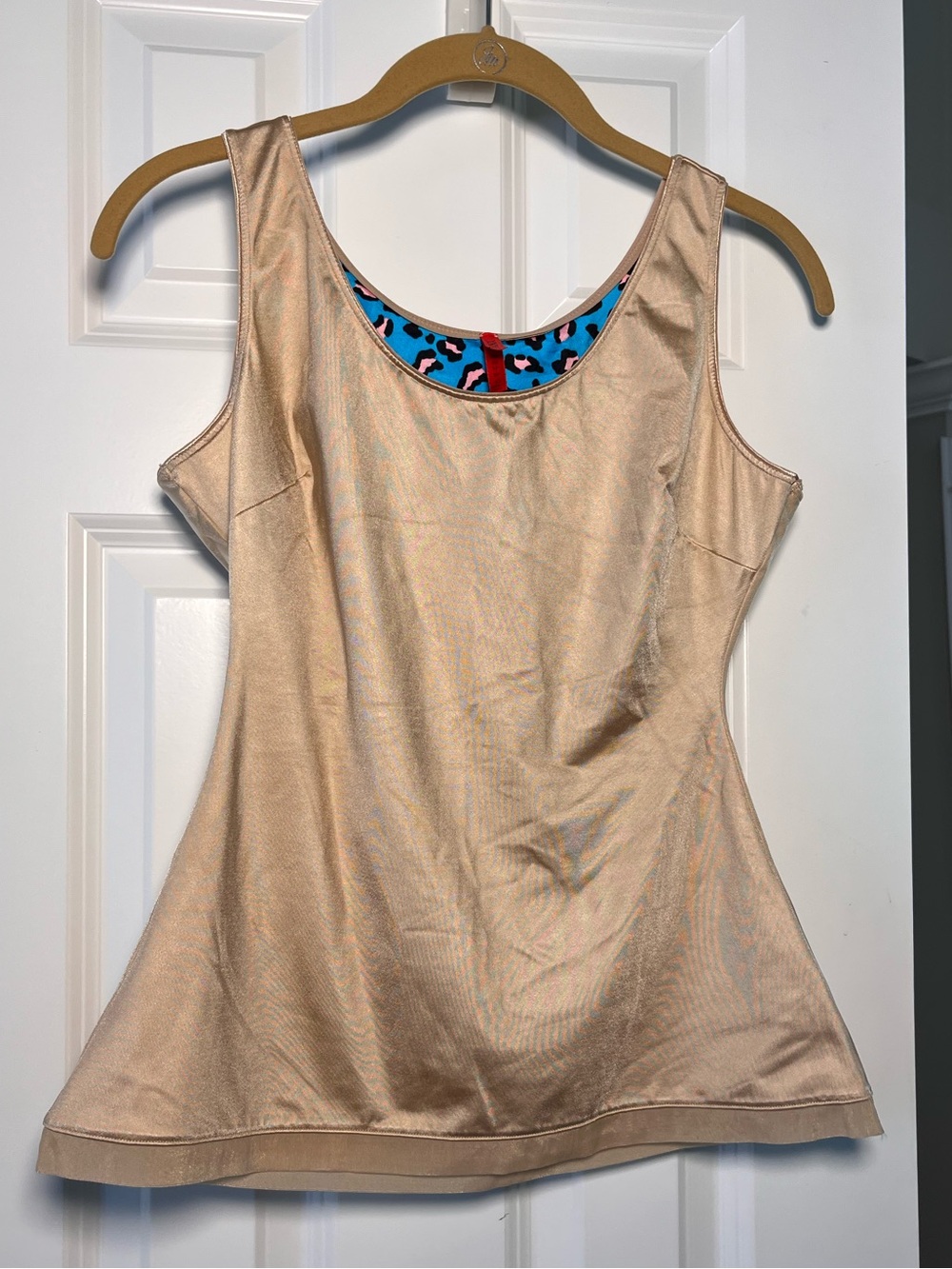 SPANX Reversible 2in1 Tank Top XL Nude Leopard Turquoise